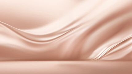 Fototapeta premium Soft flowing silk fabric in a luxurious nude tone, ideal for product presentations, backgrounds, or fashion-themed visuals.