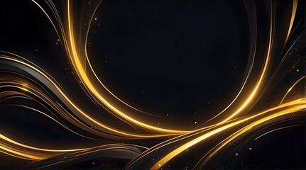Obraz premium Futuristic Black Background with Gold and Neon Highlights