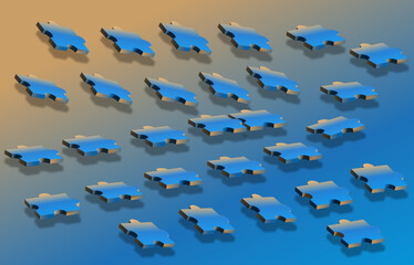 floating jigsaw, flying together, vector