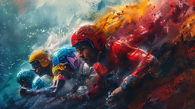 A captivating sports scene with athletes from different disciplines coming together, symbolizing unity and diversity in sports. 