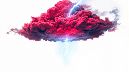 red cloud with lightning storm