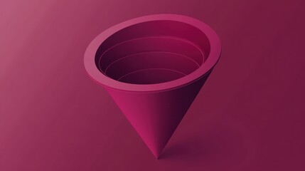 A stylized, magenta funnel shape with concentric circles, suggesting depth and dimension.