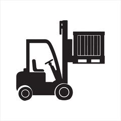 Forklift silhouette on white background
