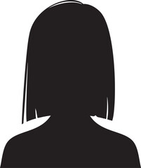 Black silhouette of a woman with short bob haircut facing forward, creating a simple and elegant graphical representation