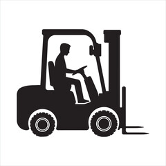 Forklift silhouette on white background
