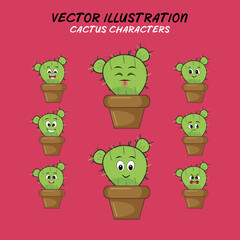 Character Cactus Vector Art  Icons  and Graphics