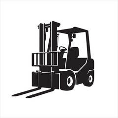 Forklift silhouette on white background
