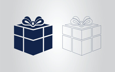 Gift box icon with lineart