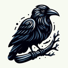 Fototapeta premium _illustration of a crow on a branch