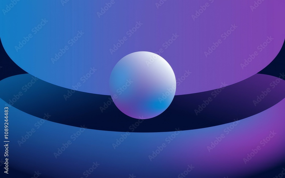 Poster abstract sphere design. serene cosmic scene; a glowing orb rests gently on flowing nebula-like forms