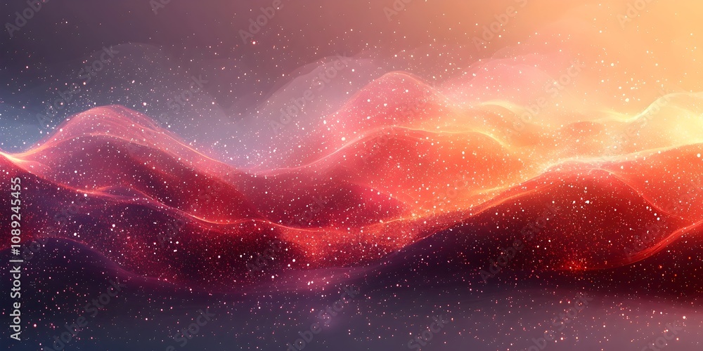 Poster a mesmerizing abstract landscape featuring flowing waves of warm orange and red hues, blending seaml