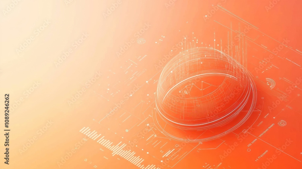 Poster Abstract graphic featuring a transparent dome with data visualization elements.