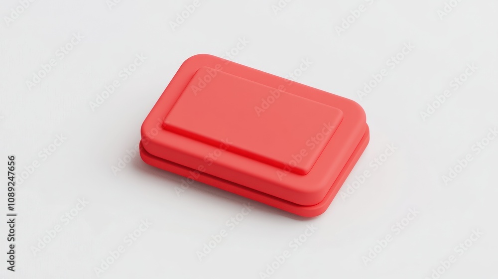 Poster a simple red container with a lid, suitable for storage or organization.