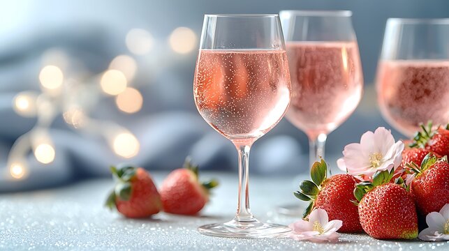 The glasses of pink wine sparkled under the soft party lights, their delicate hues reflecting the joy and laughter of the celebration