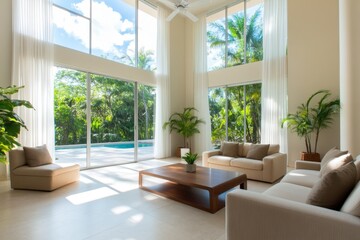 modern living room with large windows and natural light
