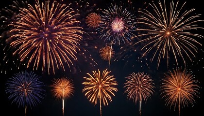 Fototapeta premium colorful firework on black background Fireworks seamless background anniversary, backgrounds, december, event, exploding, glamour, horizontal, joy, mosaic, 5