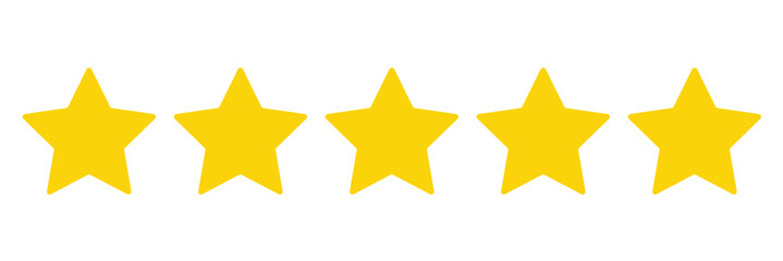 Gold Stars rating icon set, five star rating. Customer experience vector icons set. Vector illustration.