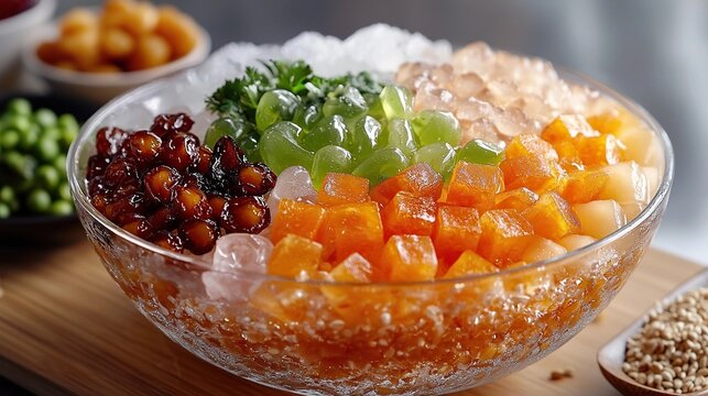 singapore cheng tng dessert with colorful toppings