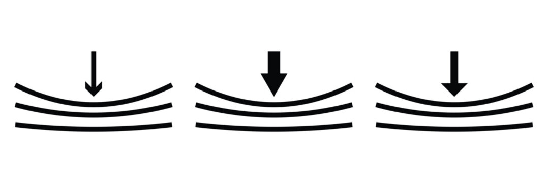Elastic liner icon set. Pressure vector symbol. Suspension and shrink sign.