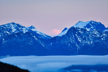 sunset from Mt Osorno refugio teski red orange dramatic view