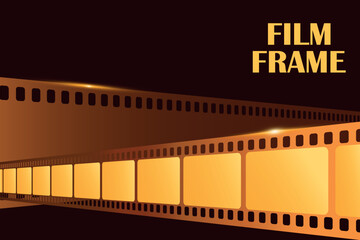 Film frame background with shiny crossed film strips. Movie film concept. Vector illustration