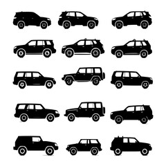 Assorted Vehicle Silhouettes Featuring SUVs and Sedans