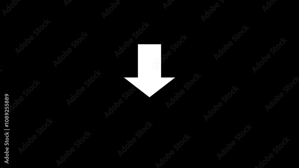 Poster animated arrow bouncing down icon isolated .