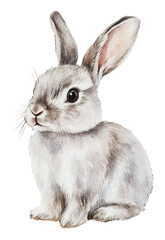 Obraz premium PNG Cute gray rabbit sitting in a relaxed pose