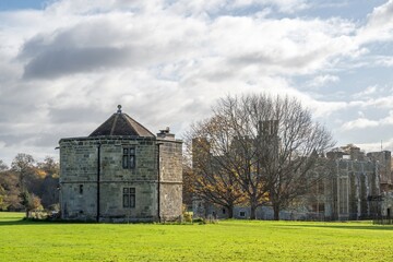 the conduit house the round tower or water tower of cowdray house Midhurst West Sussex England