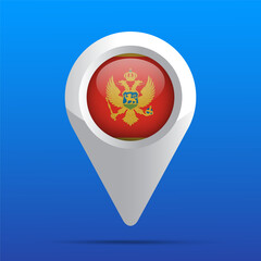 Montenegro Flag Map Icon. Glossy icon. 3D