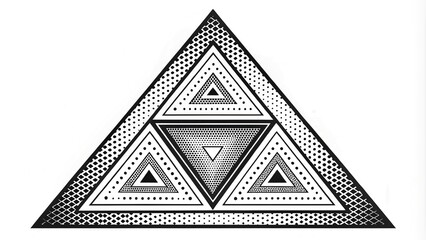 Black and white halftone triangle pattern with geometric patterns for abstract art, graphic design, wall texture, black and white art, decorative accent