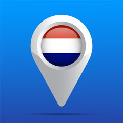 Netherlands Flag Map Icon. Glossy icon. 3D