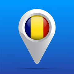 Fototapeta premium Romania Flag Map Icon. Glossy icon. 3D