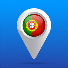 Obraz premium Portugal Flag Map Icon. Glossy icon. 3D