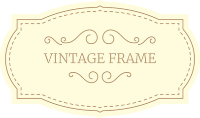 Elegant vintage frame with swirls adding a touch of classic charm to a light yellow background, perfect for labels, invitations, or scrapbooking projects