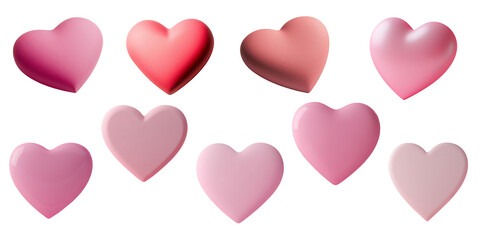 Colorful heart-shaped designs in various shades of pink and red, showcasing a playful and vibrant aesthetic perfect for expressing love and affection.