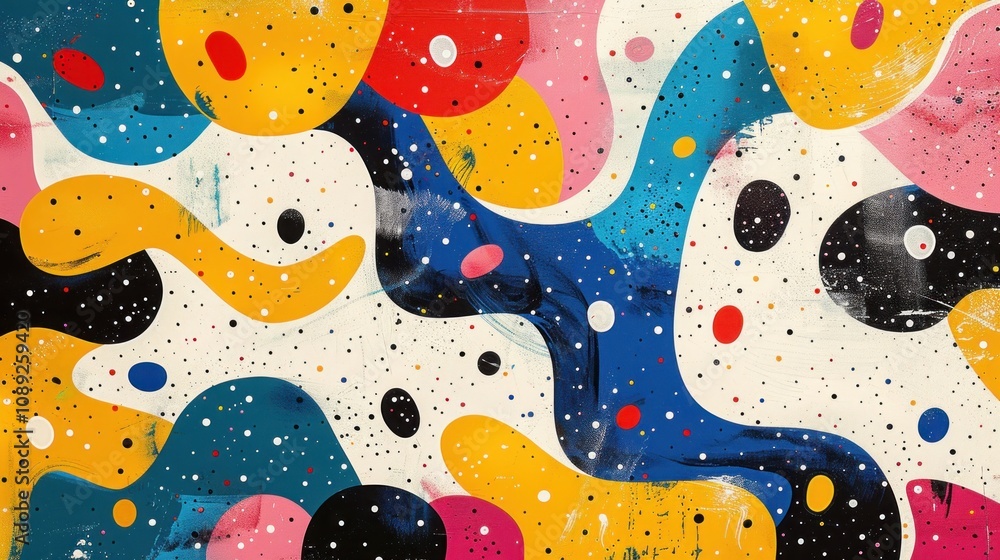 Poster abstract colorful shapes and dots pattern.