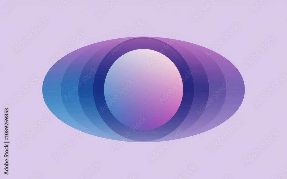 Poster abstract purple blue oval design. gradient circles create a calming, meditative visual. symbolizes u