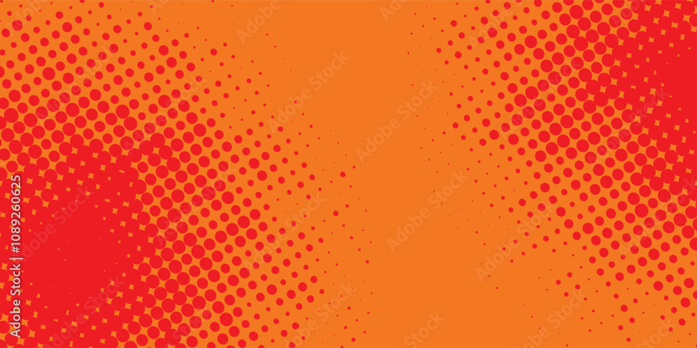 Poster dots halftone orange color pattern gradient texture with technology digital background.