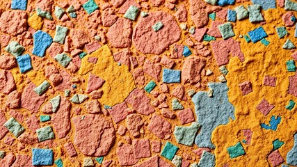 Obraz premium Close-up of colorful pattern with rough texture, textured surface, dynamic visual, expressive brushwork