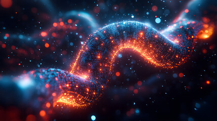 An Imaginative Representation of a Shimmering Morphing Technological Organism with Pulsing Bioluminescent Circuits