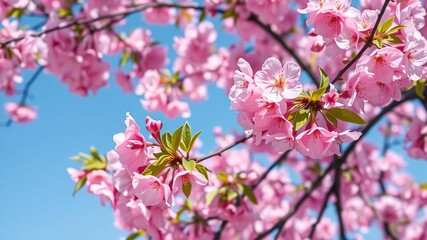 Obraz premium cherry blossom tree with vibrant pink flowers, blooming cherry trees, blossom flowers, floral images