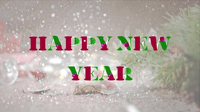 Animated background with Happy New Year letters.