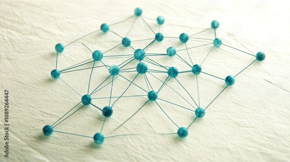 Aufkleber A network of interconnected blue dots and lines, symbolizing connectivity and structure.