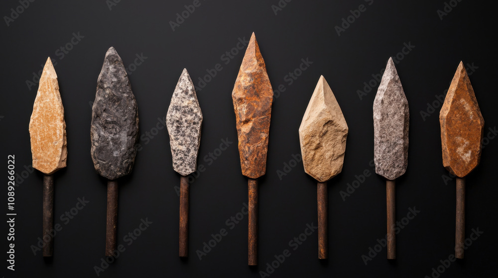 Poster skill and chisel concept. evolution of chisels from stone tools to modern designs