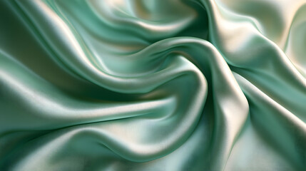 Obraz premium An Elegant Emerald Green Silk Scarf Showcasing Intricate Weave and Reflective Qualities Against a Minimalist Background