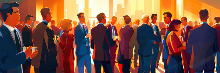 Networking Maze: A crowd of people engaged in lively conversation at a chamber of commerce event.