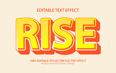 Rise editable text effect, 3D editable text template.