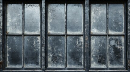 Weathered dark gray windows with a textured, grunge glass backdrop, perfect for banners, postcards, and book illustrations.
