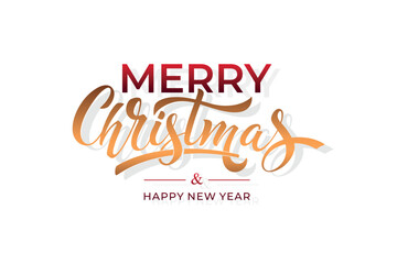 Merry Christmas and Happy New Year hand lettering calligraphy. Vector holiday illustration element. Typographic element for congratulations.